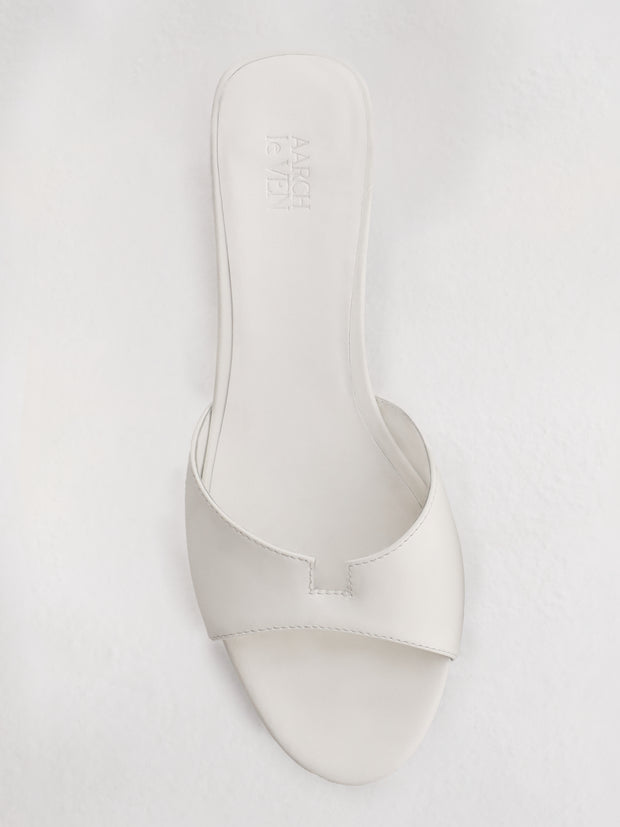 Sofia ALV Leather Block Heel Mules | White