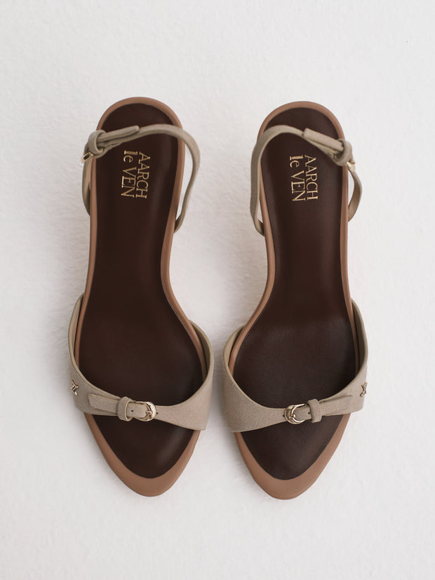 Isabella Barely There Suede Sling Back Sandals | Almond