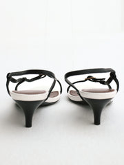 Elena Strappy Contrast Leather Sandal | Black & White