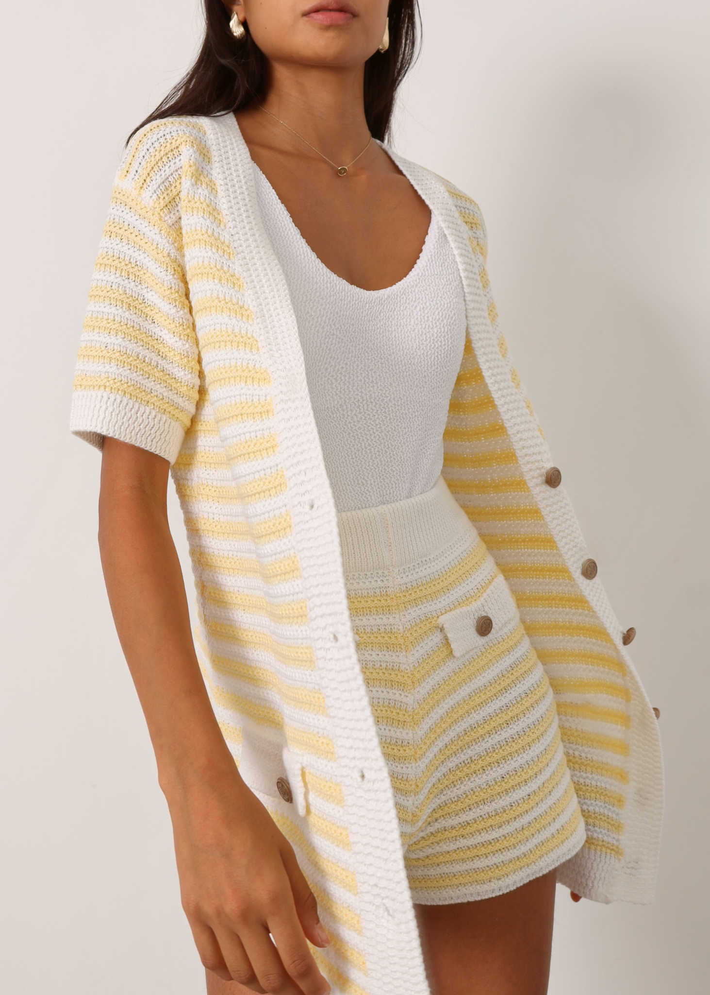 Marcia Resort Stripe Cardigan | Pastel Lemon/White – VITA GRACE