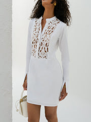 Isla Guipiure Lace & Cotton Shirt Dress | White