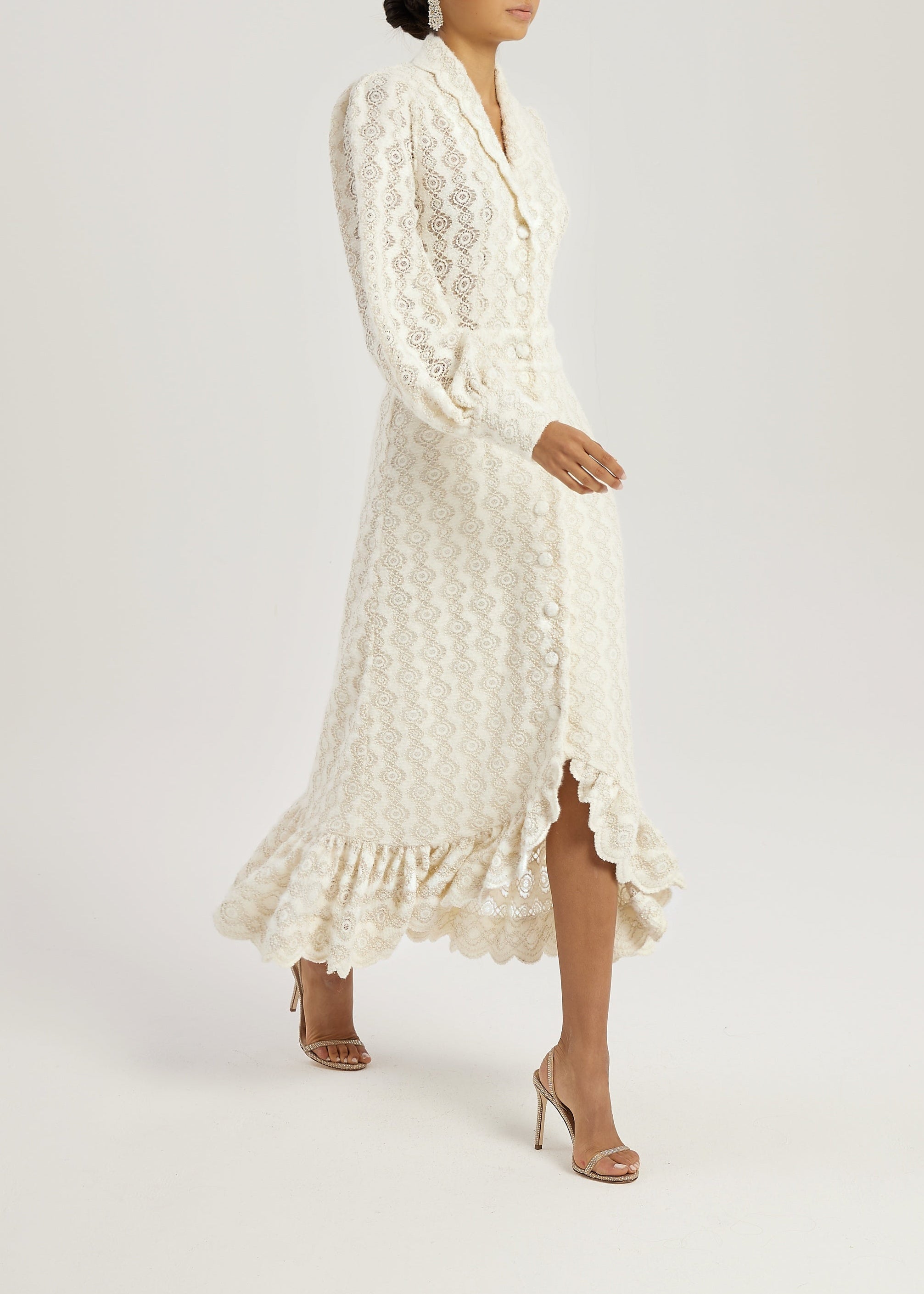 Serene Scallop Lace Knit Dress | Cream