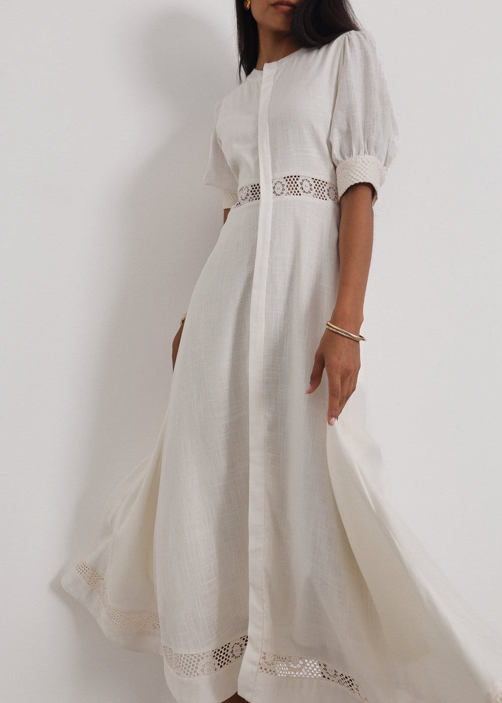Anice Cotton Lace Trim Day Dress | Ivory VITA GRACE Anice Cotton Lace Trim Day Dress | Ivory VITA GRACE