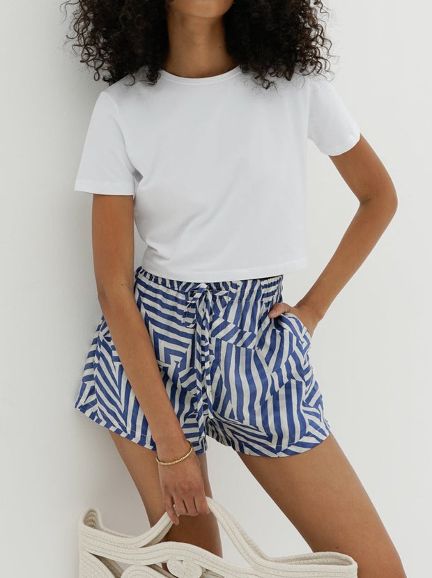 Aydi Geo Print Resort Shorts | Blue & White