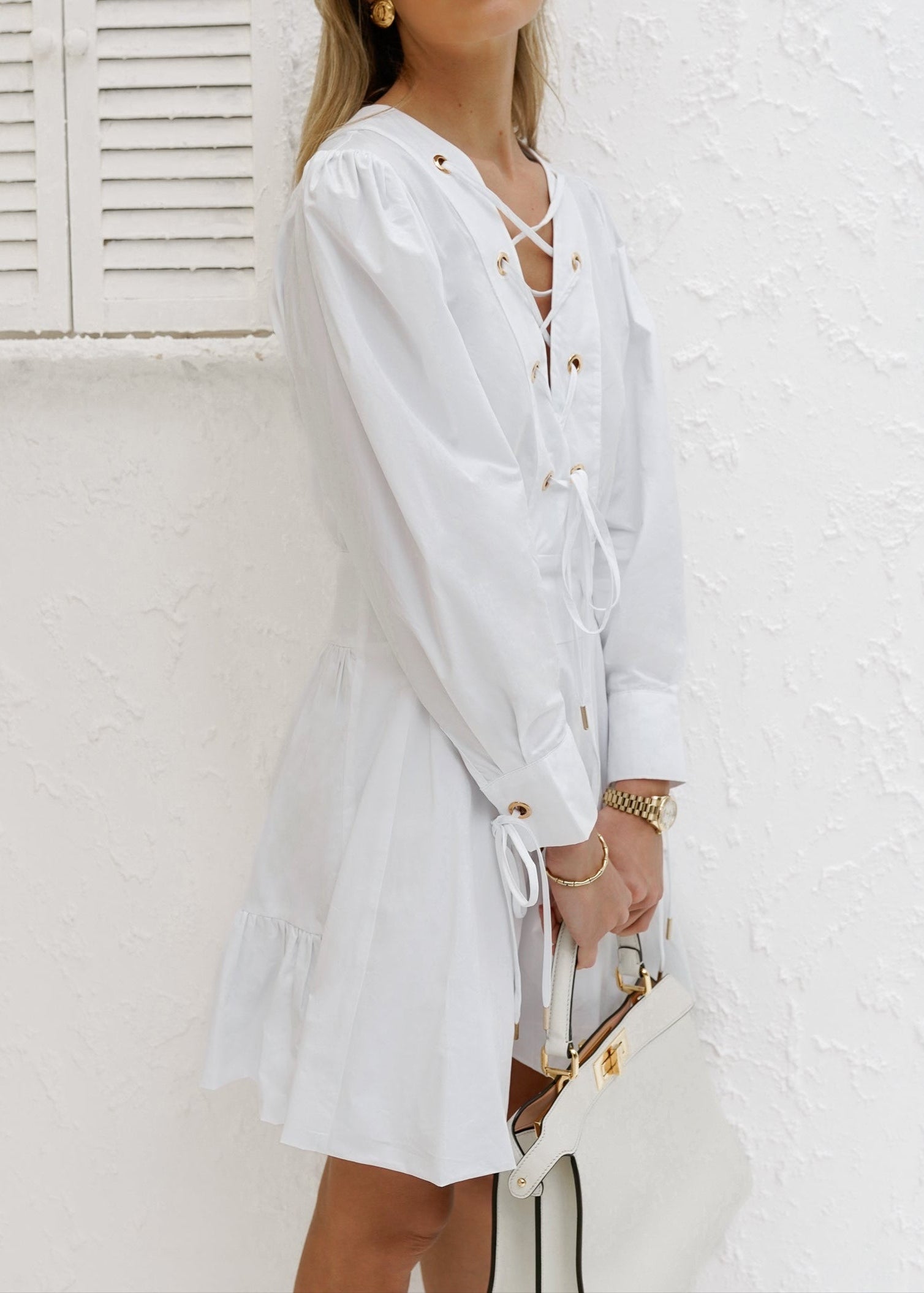 Women's White Cotton Dress VITA GRACE Women's White Cotton Dress VITA GRACE