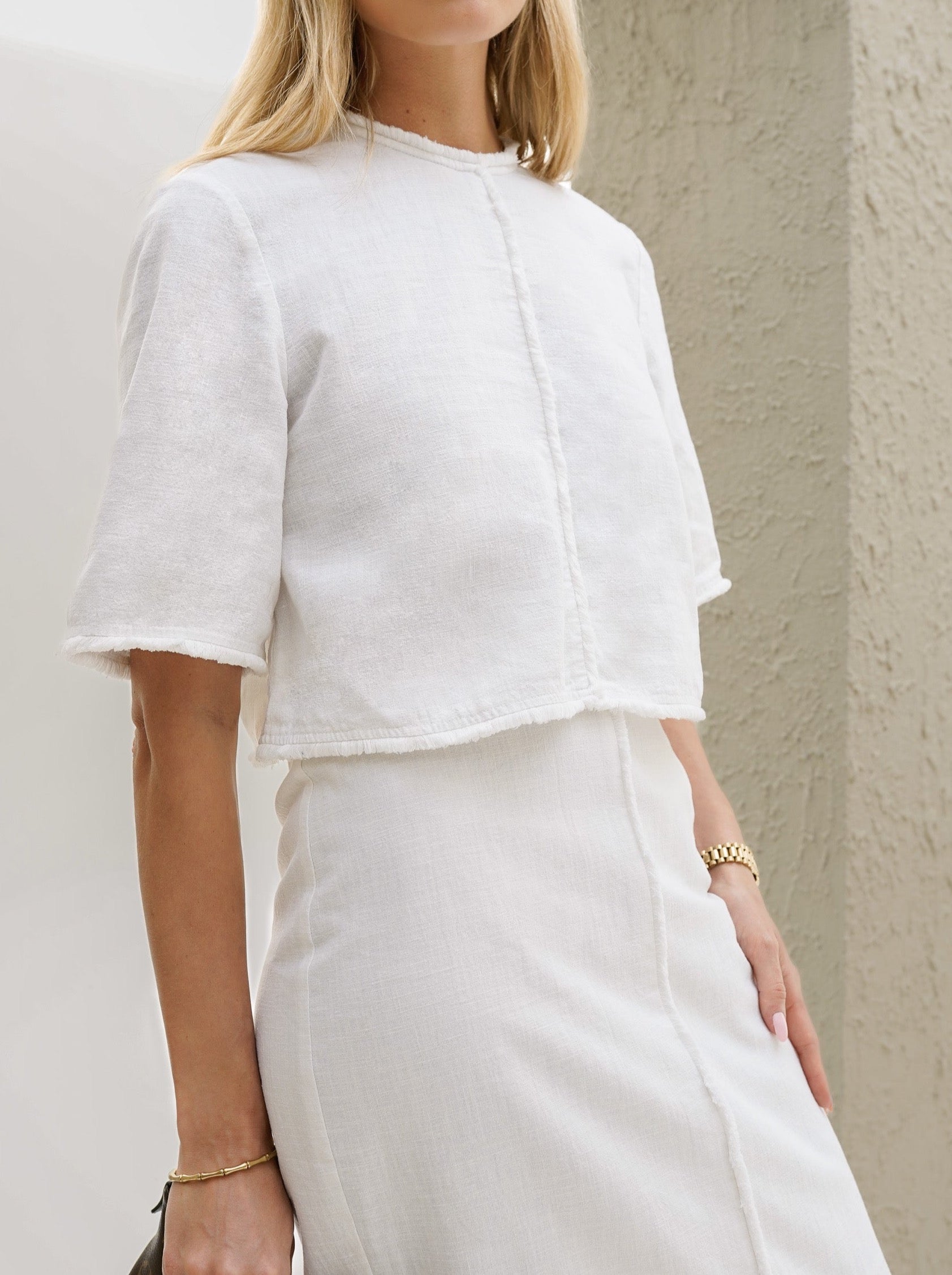 Hey Girl Linen Top White main image 0