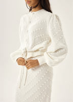Freya Textured Cotton Cardigan | Ivory