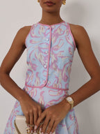 Patriza Printed Dream Top | Pastel Blue Mix