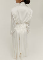Gal Tie Waist Satin Cinch Jacket | Ivory Silk