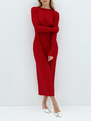 Milano Pleat Stretch Dress | Red