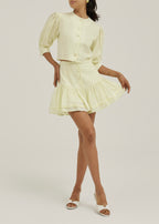 Laney Tiered Linen Frill Skort | Pastel Lemon