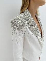 White Embellished Denim Jacket Vita Grace