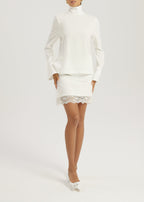 Hayley High Neck Minimal Blouse | Ivory