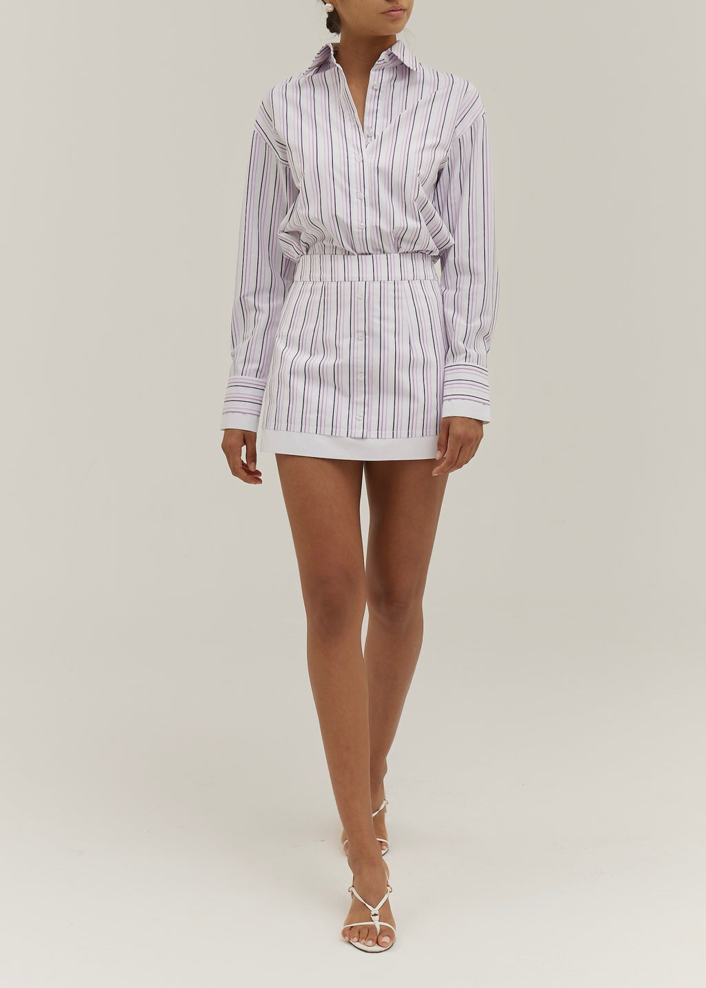 Nina Chic Stripe Day Shirt | White/Lilac