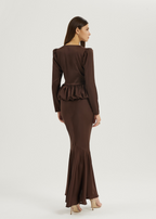 Bianca Bias Cut Peplum Elegance Skirt | Cocoa