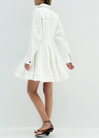 Rikki Fit & Flare Denim Dress | White