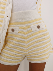 Marcia Resort Stripe Shorts |  Pastel Lemon/White