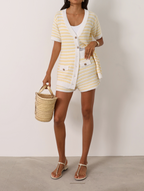 Marcia Resort Stripe Cardigan |  Pastel Lemon/White