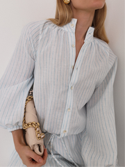 Allisa Spring Stripe Shirt | White/Aqua