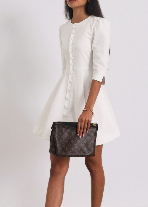 Roma Elegant Denim Day Dress | White