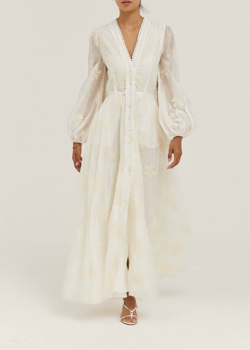 Nikki Embroidered Peplum Dress | Ivory