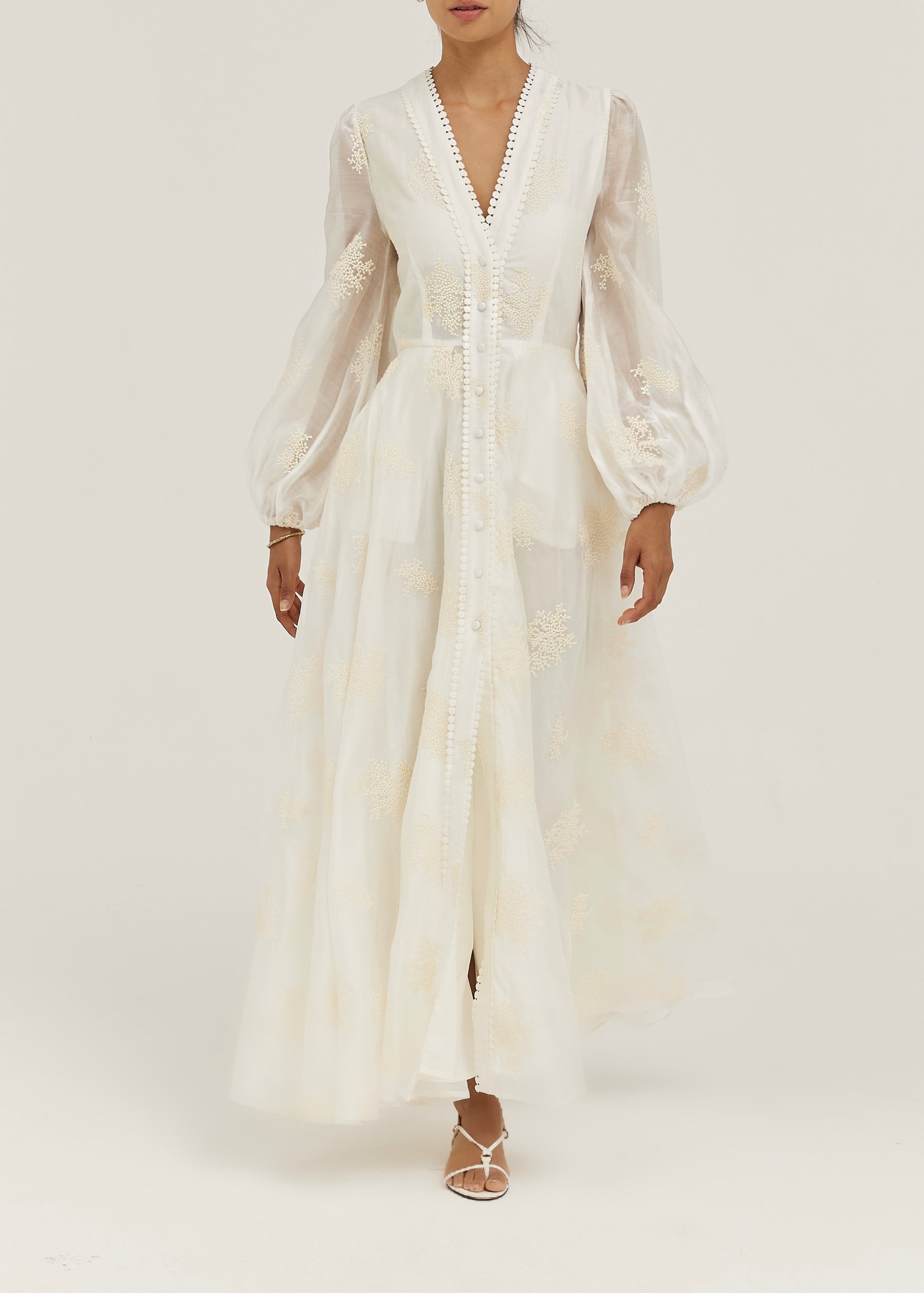 Nikki Embroidered Peplum Dress | Ivory