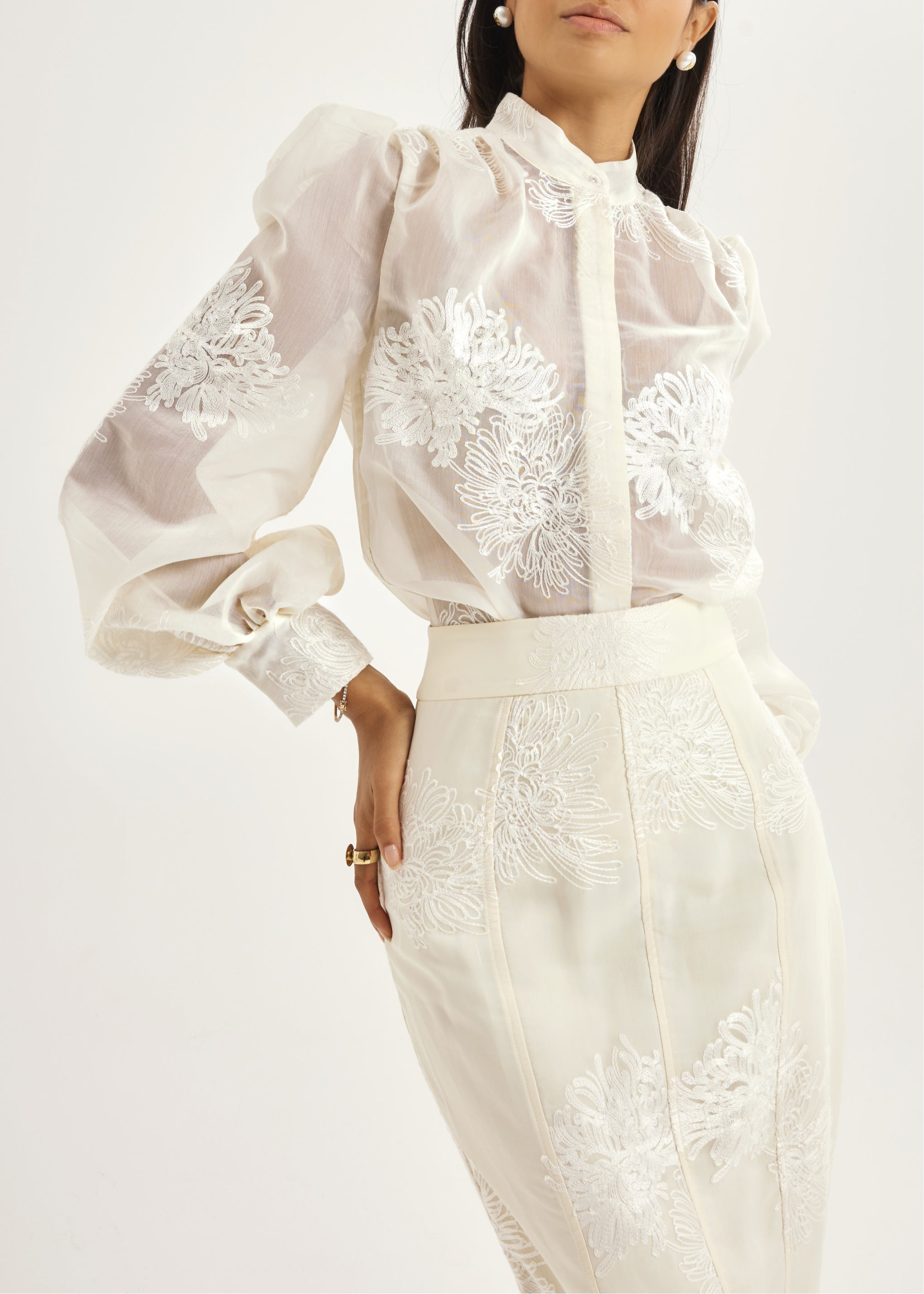 Sophia Embroidered Blouse | French Vanilla