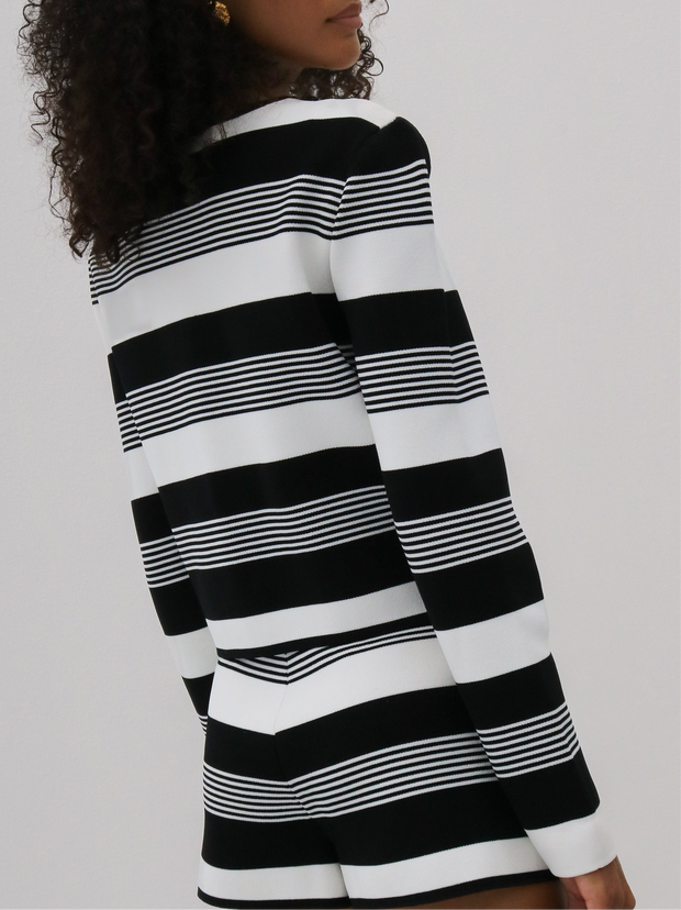 Antalia Stripe Knit Top | Black & White