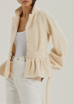 Palais Belted Peplum Cardigan | Ivory Blush