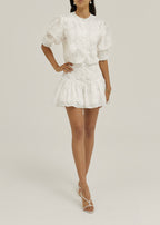 Laney 3D Floral Appliqué Skort | Island White