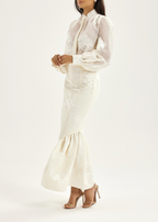 Sophia Panelled & Peplum Pencil Skirt | French Vanilla