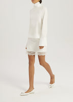 Hayley High Neck Minimal Blouse | Ivory
