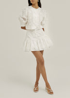 Laney 3D Floral Appliqué Blouse | Island White