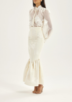 Sophia Panelled & Peplum Pencil Skirt | French Vanilla