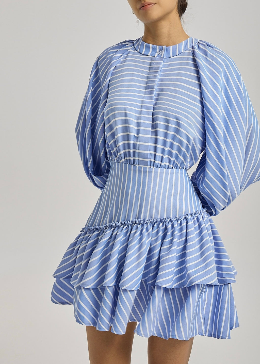 Alyson Stripe Tiered Day Dress | Blue/White