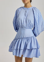 Alyson Stripe Tiered Day Dress | Blue/White
