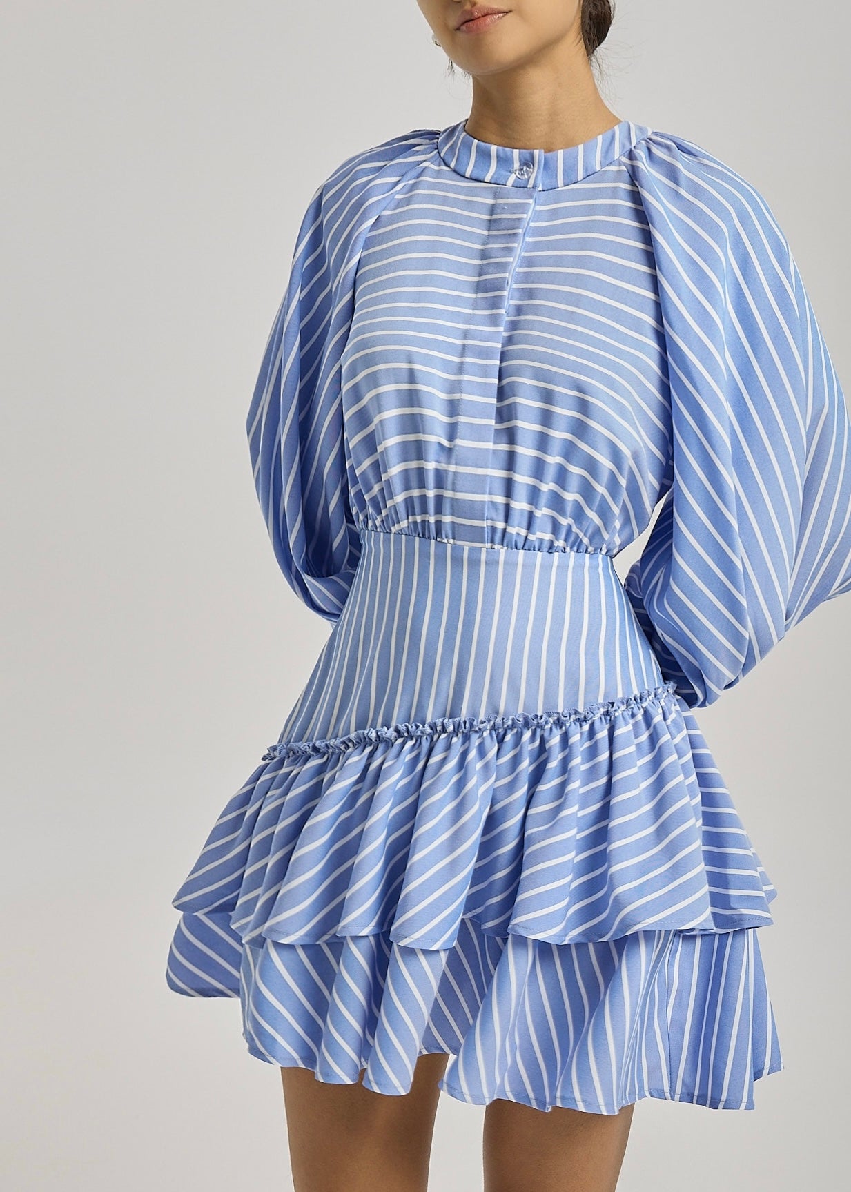 Alyson Stripe Tiered Day Dress | Blue/White