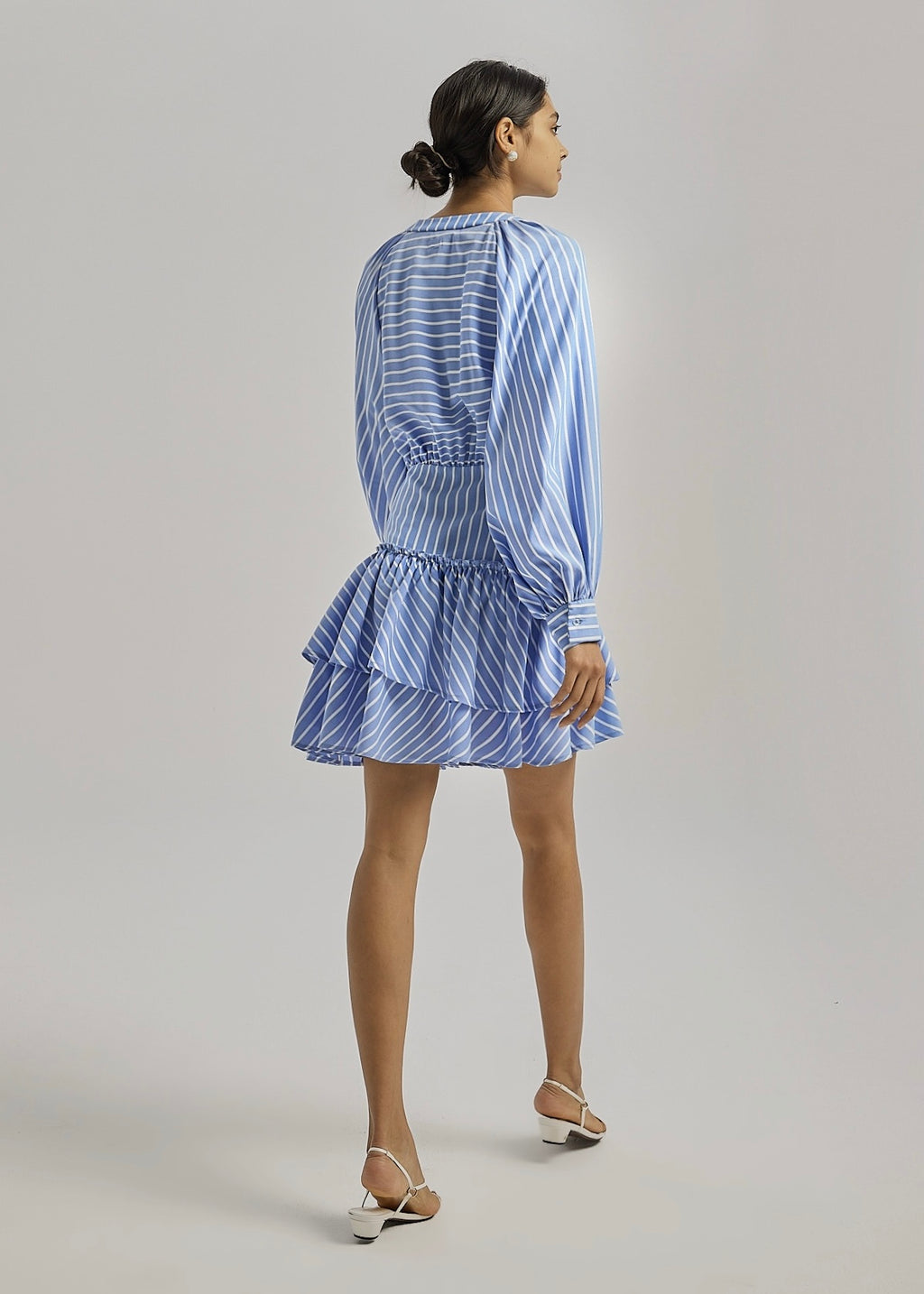 Alyson Stripe Tiered Day Dress | Blue/White