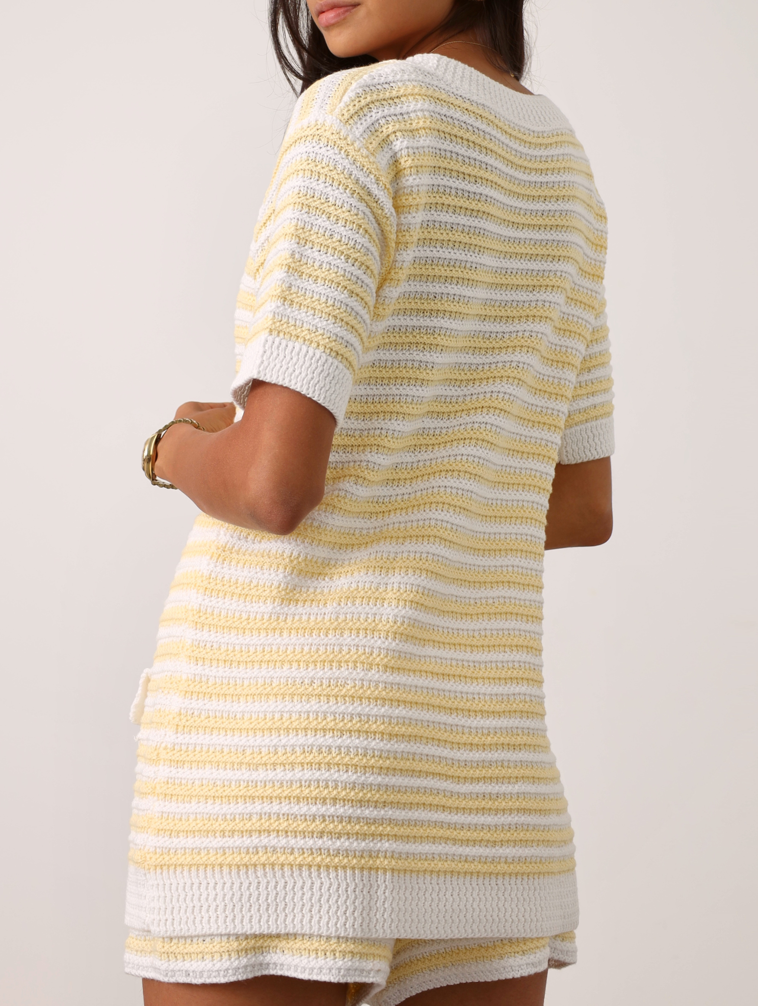 Marcia Resort Stripe Cardigan |  Pastel Lemon/White