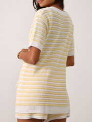 Marcia Resort Stripe Cardigan |  Pastel Lemon/White