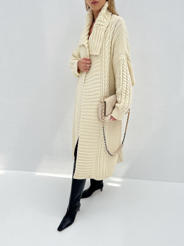 Vita Grace Cream Oversized Maxi Cardigan
