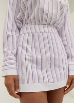 Nina Chic Stripe Skort | White/Lilac