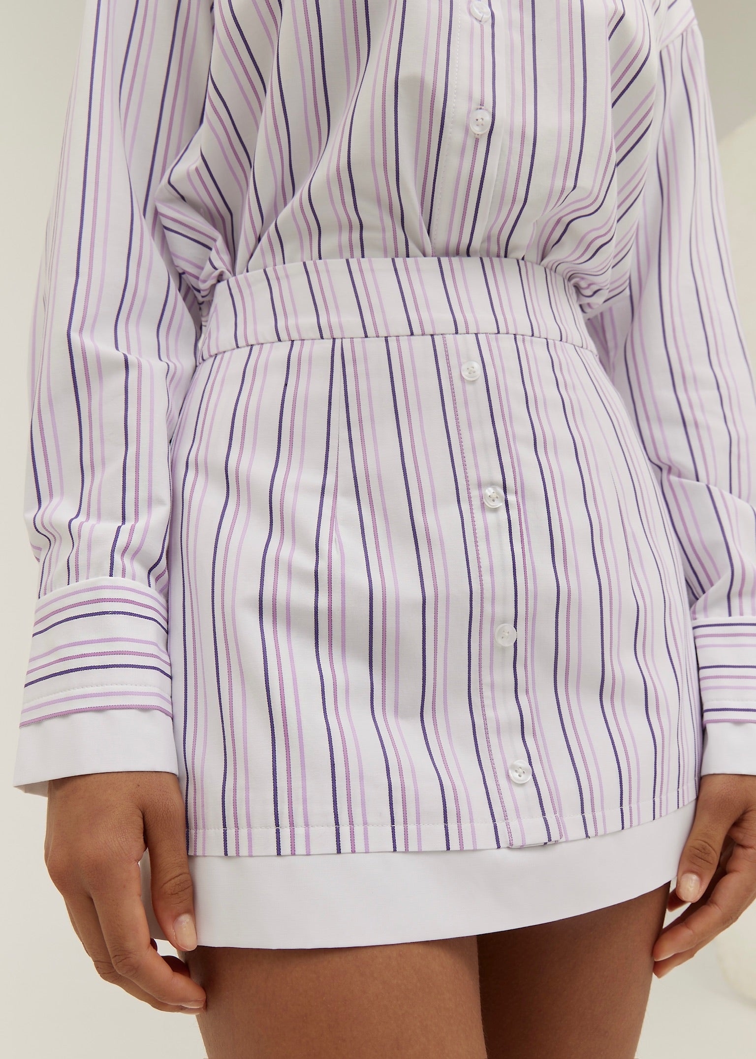 Nina Chic Stripe Skort | White/Lilac