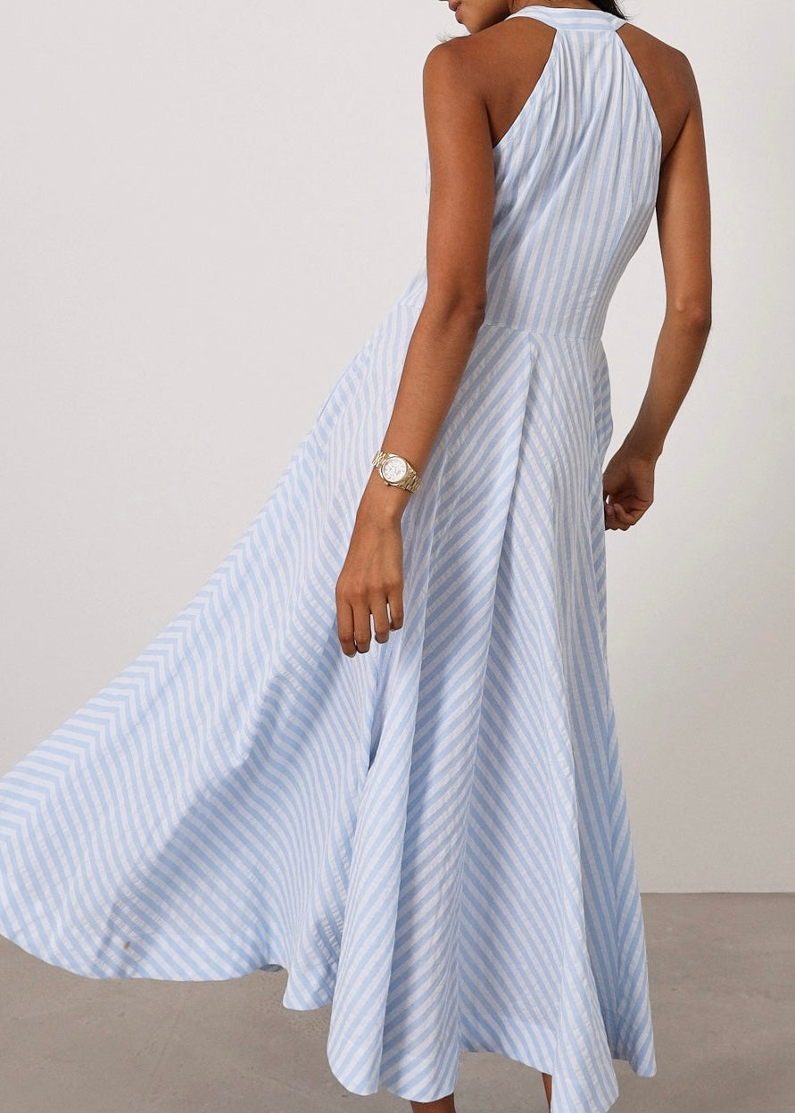 Sybil Cotton Resort Dress | Pale Blue/White