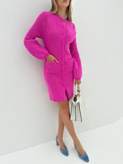 Sienna Knitted Button Through Dress | Jewel Pink
