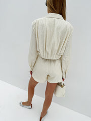 Ally Pinched Satin Blouson | Cream