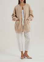 Corrine Pearl Button Cardigan Coat | Blush
