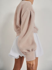 Matilde Pearl Button Soft Knit Cardigan | Champagne