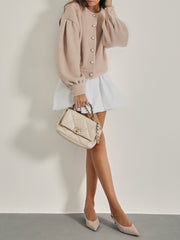 Matilde Pearl Button Soft Knit Cardigan | Champagne