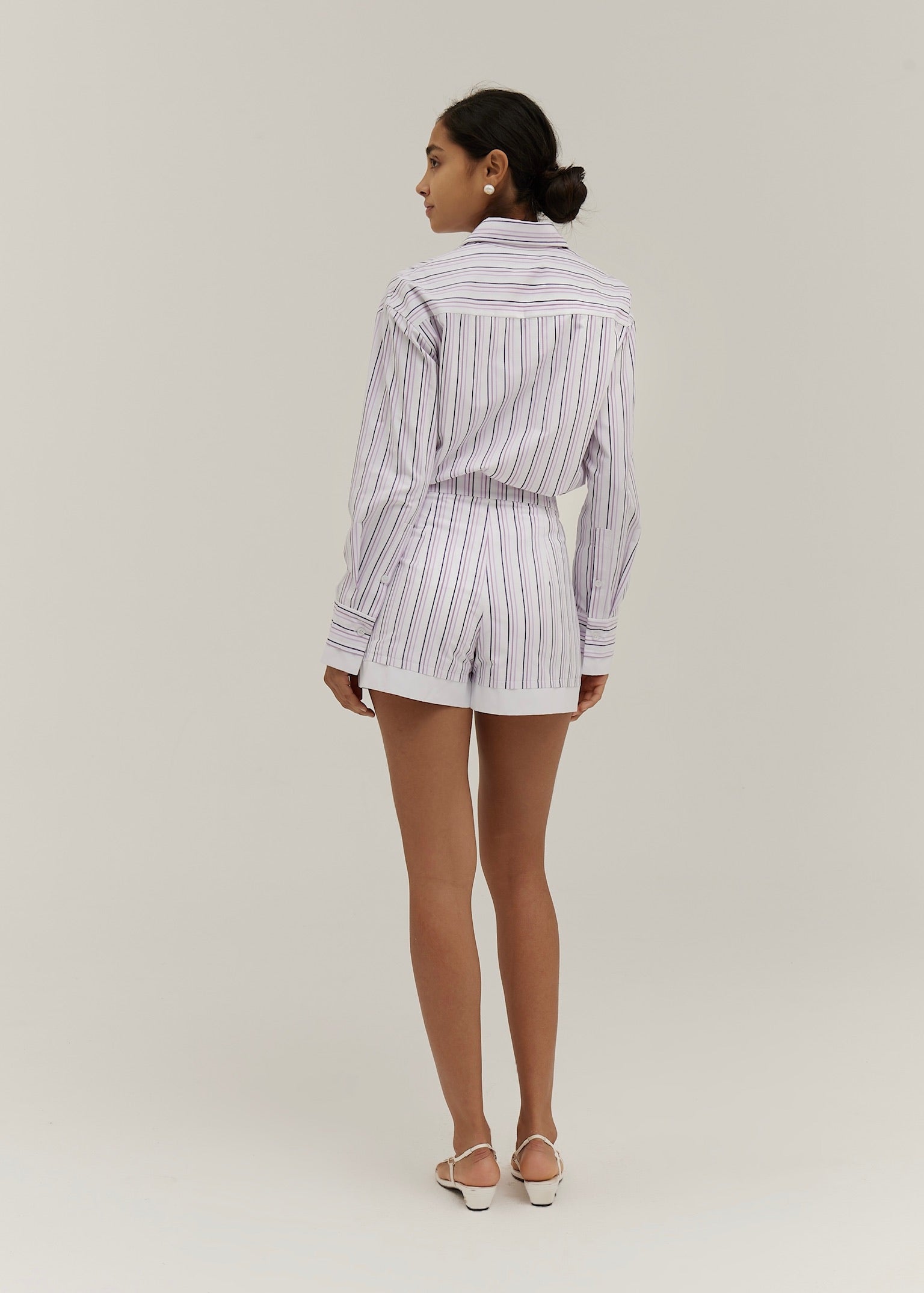 Nina Chic Stripe Day Shirt | White/Lilac